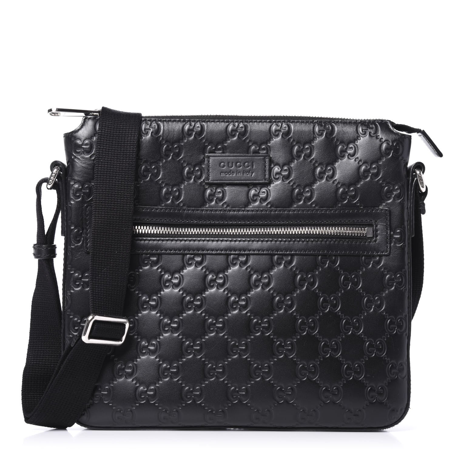 Gucci Guccissima Signature Small Messenger Bag Black 1 of 10