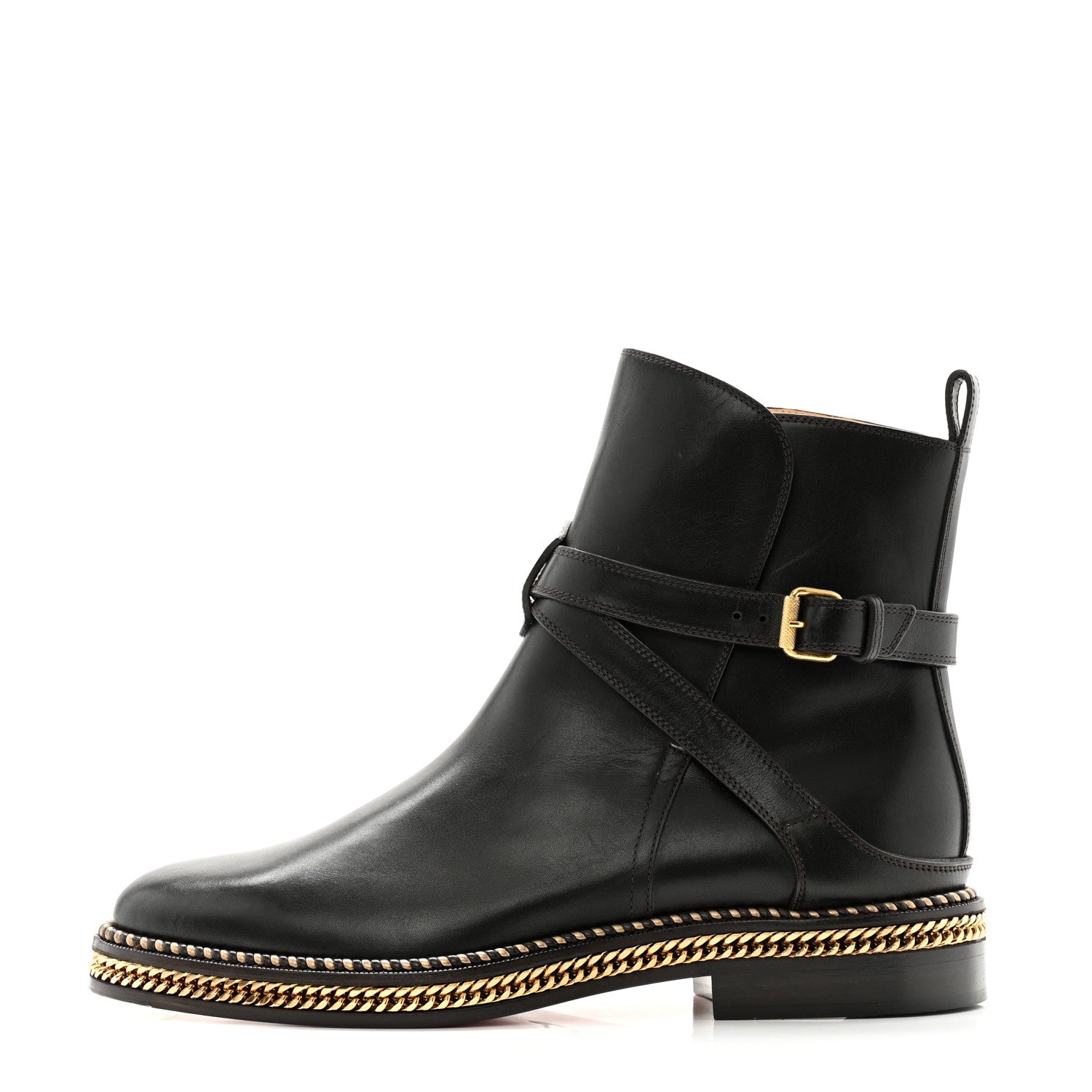 Christian Louboutin Calfskin Chain Flat Chelsea Boots 40 Testa Di Moro Bronze 1 of 11