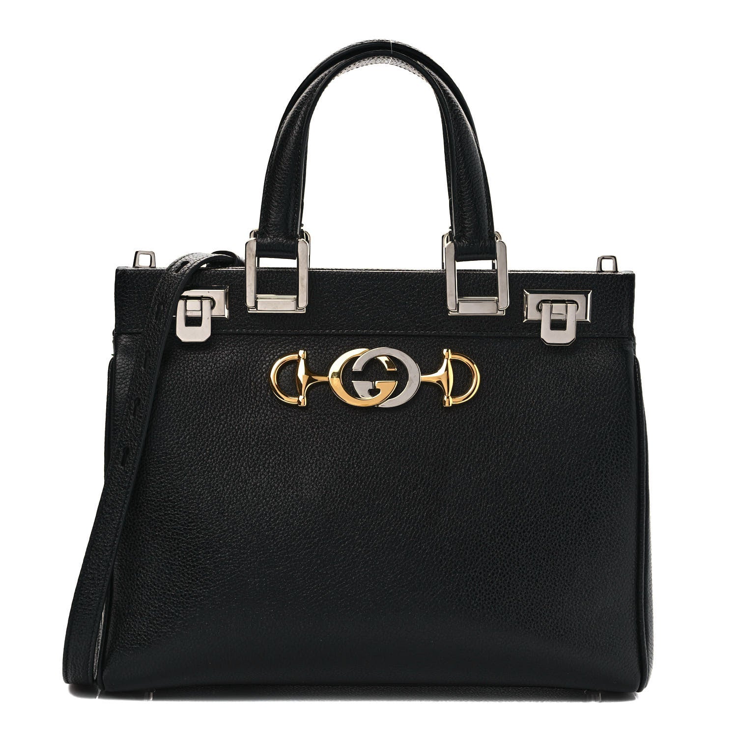 Gucci Grainy Calfskin Small Zumi Top Handle Bag Black 1 of 9