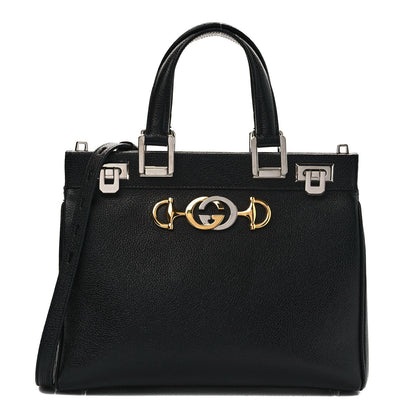 Gucci Grainy Calfskin Small Zumi Top Handle Bag Black 1 of 9