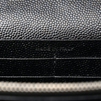 Saint Laurent Grain De Poudre Matelasse Chevron Monogram Chain Wallet Black 7 of 10