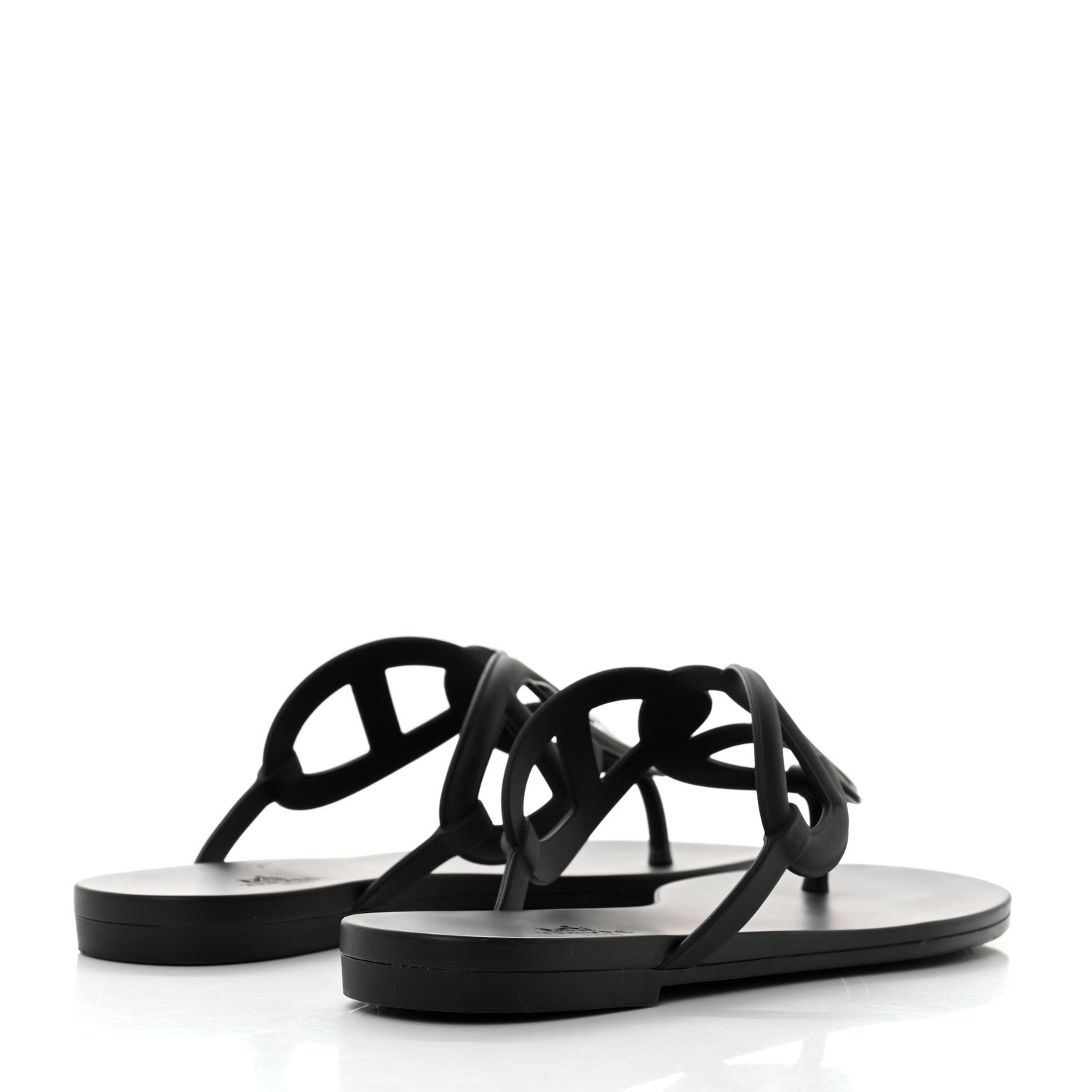 Hermes Rubber Womens Egerie Sandals 38 Black 4 of 9