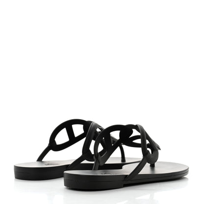 Hermes Rubber Womens Egerie Sandals 38 Black 4 of 9