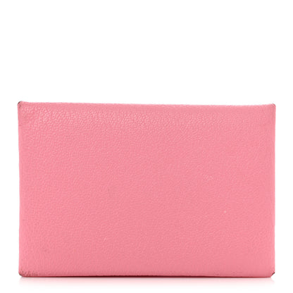Hermes Chevre Chandra Verso Calvi Card Case Rose Confetti Brique 1 of 10