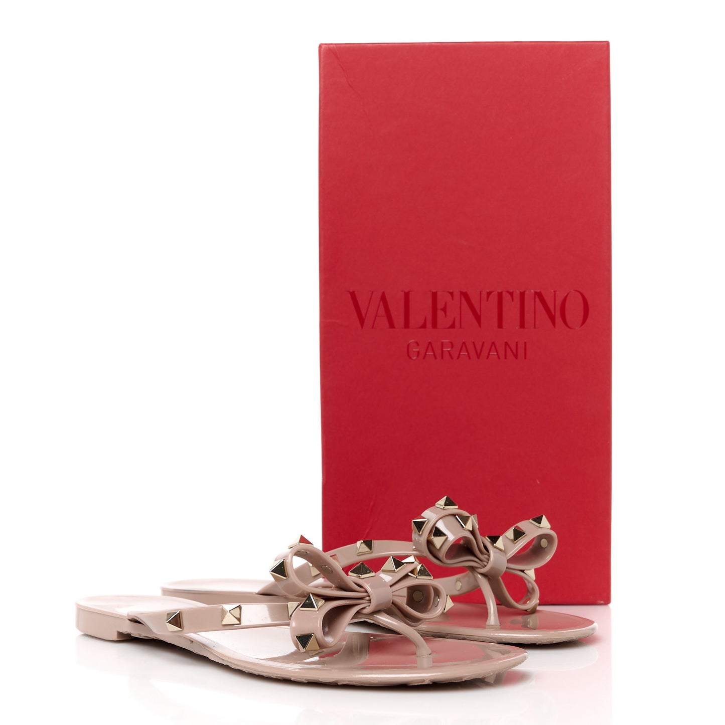 PVC Jelly Rockstud Bow Thong Sandals 38 Poudre
