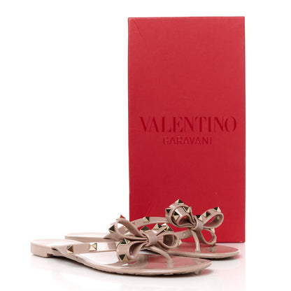 Valentino Garavani PVC Jelly Rockstud Bow Thong Sandals 38 Poudre 10 of 10