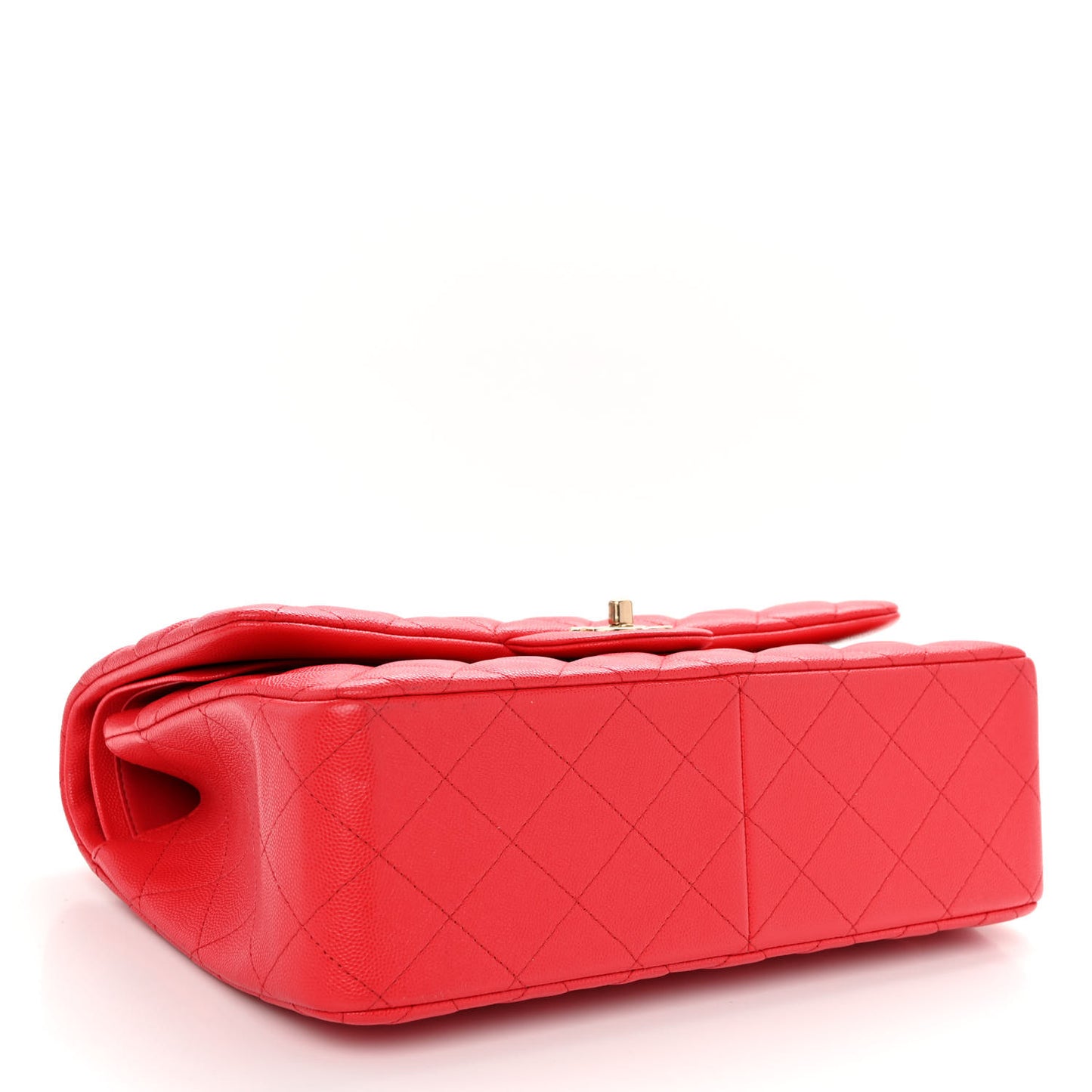 Caviar Quilted Jumbo Double Flap Red