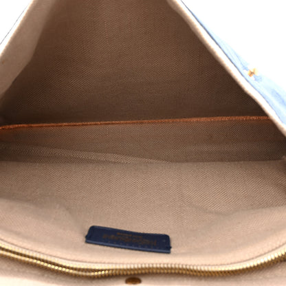 Saint Laurent Calfskin Nubuck Crocodile Embossed Large Muse Two Blue 5 of 13