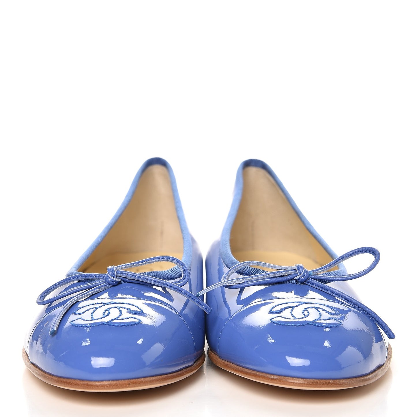 Calfskin Patent CC Cap Toe Ballerina Flats 37 Blue