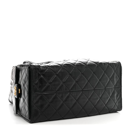 Chanel Shiny Crumpled Calfskin Quilted Medium Chanel 25 Handbag Black 4 of 10