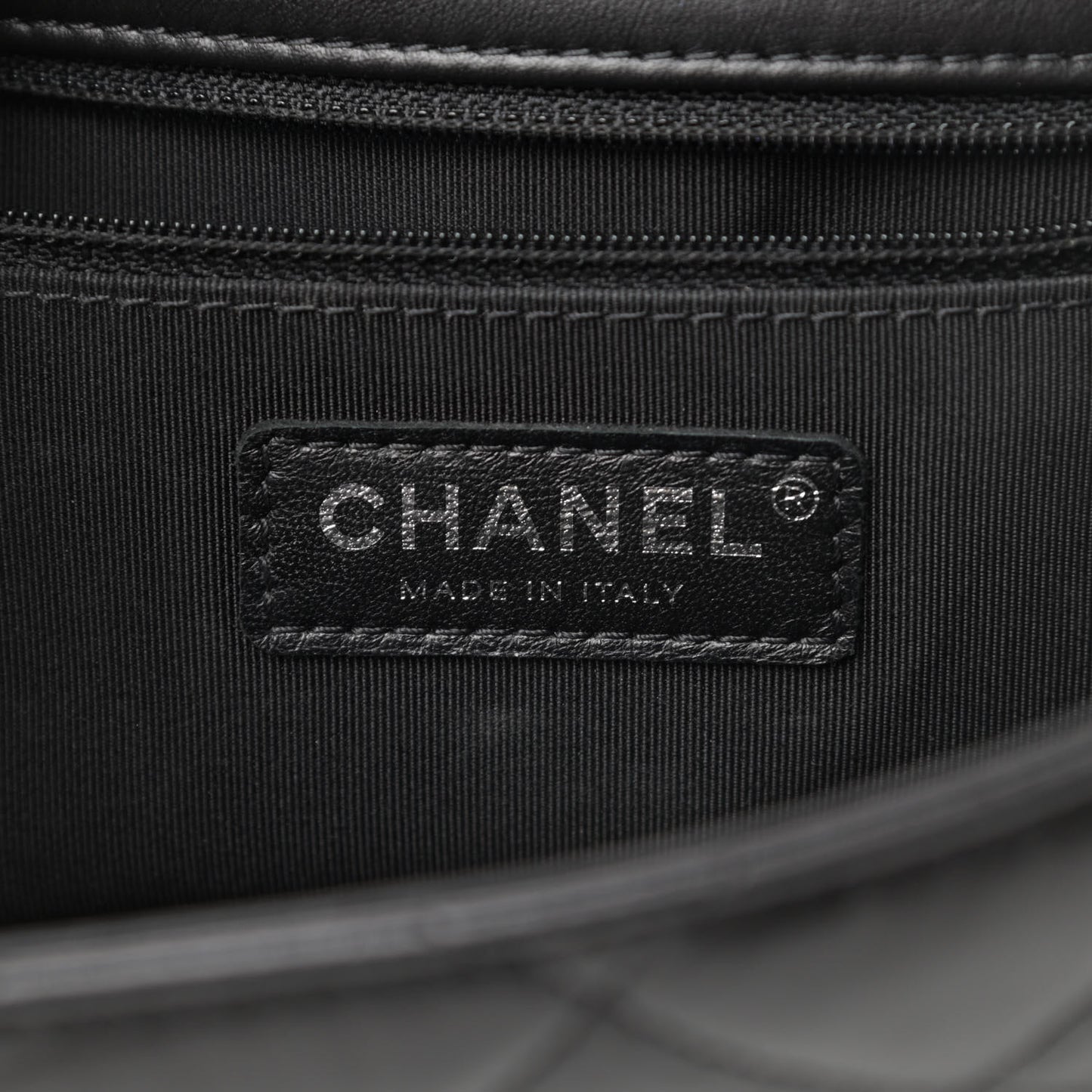 Crumpled Calfskin Quilted Large Chain All Over Flap Bag Black