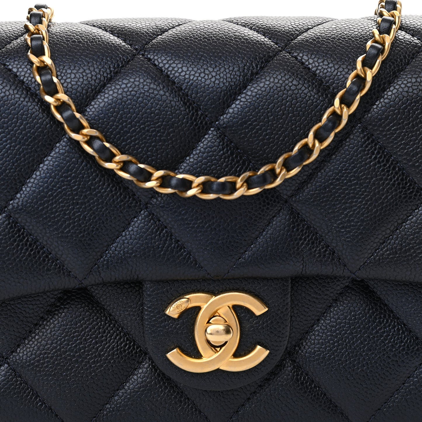 Iridescent Caviar Quilted Mini My Perfect Flap Black