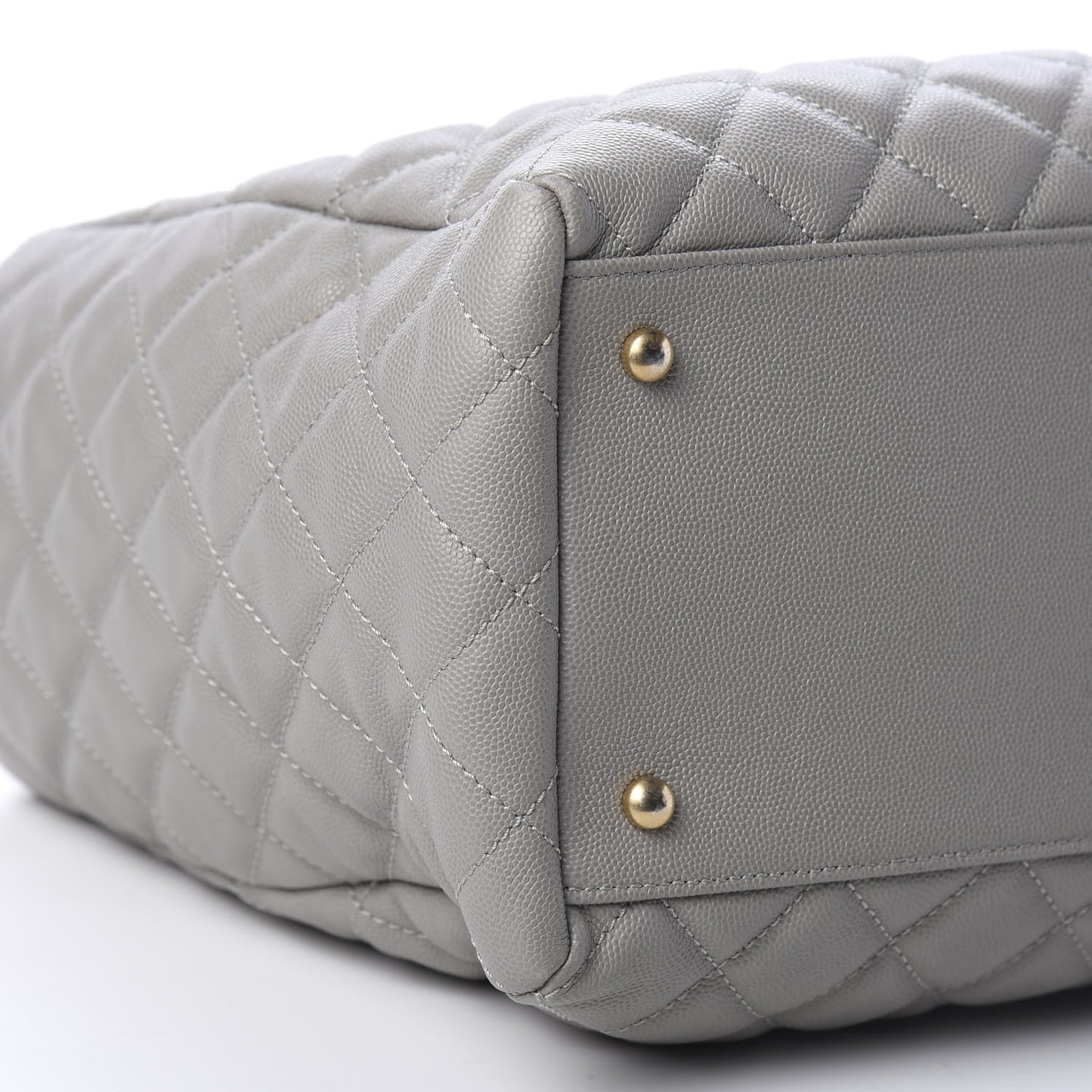 Caviar Quilted Large Coco Handle Shopping Tote Grey