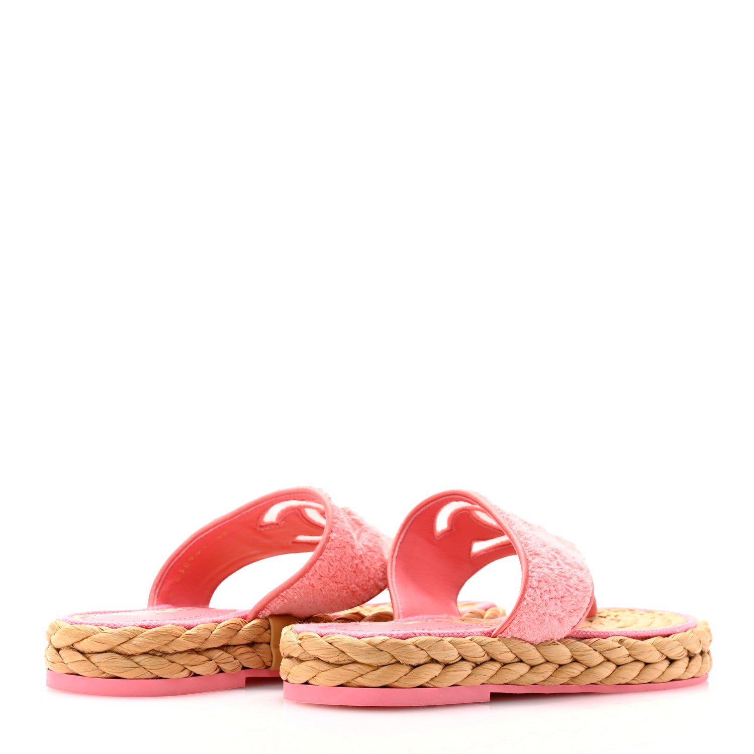 Chanel Terry Cloth Raffia CC Logo Thong Sandals 38 Pink 4 of 10