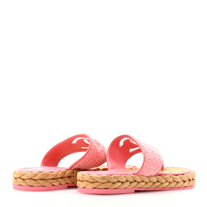 Chanel Terry Cloth Raffia CC Logo Thong Sandals 38 Pink 4 of 10