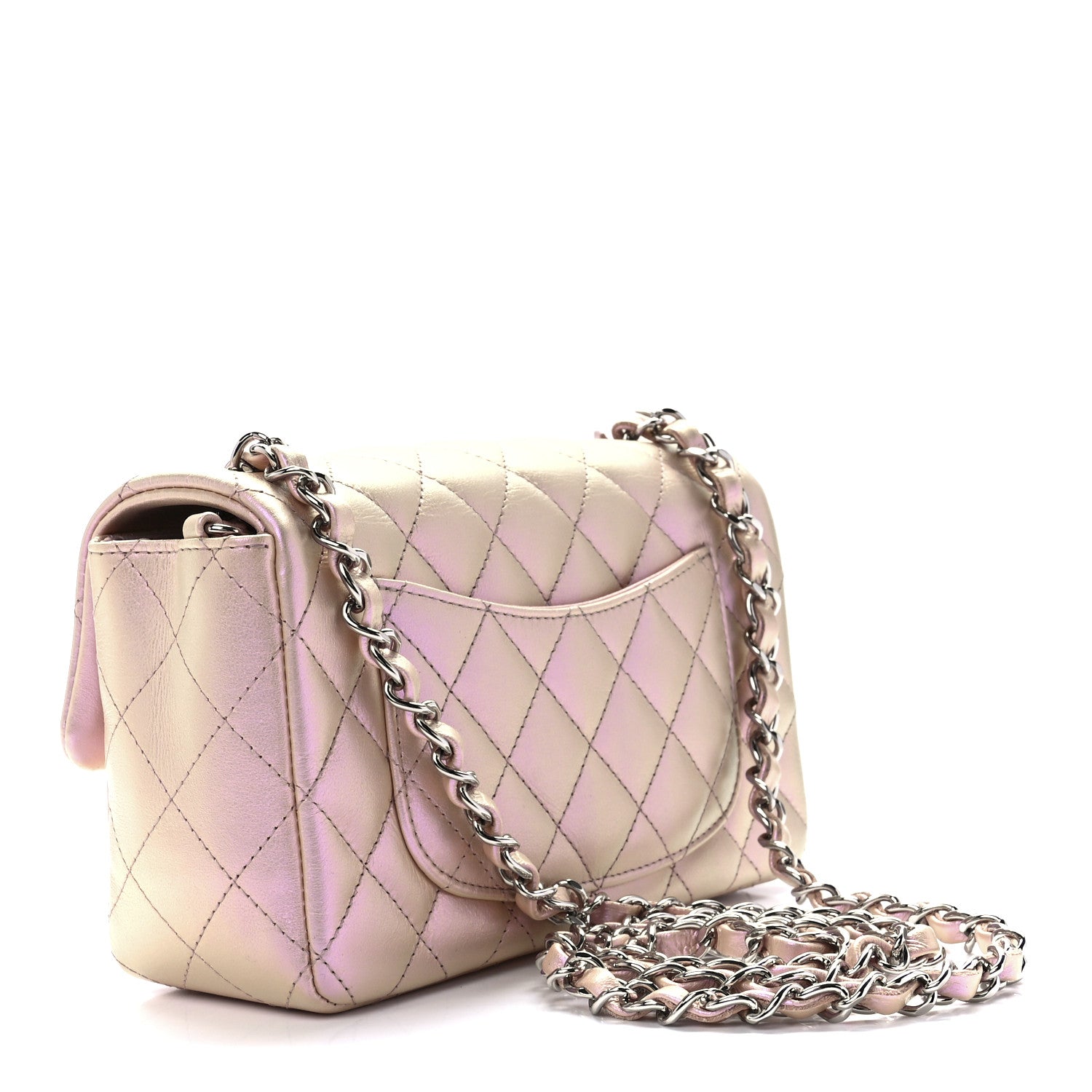 Chanel Iridescent Calfskin Quilted Mini Rectangular Flap Pink 3 of 13