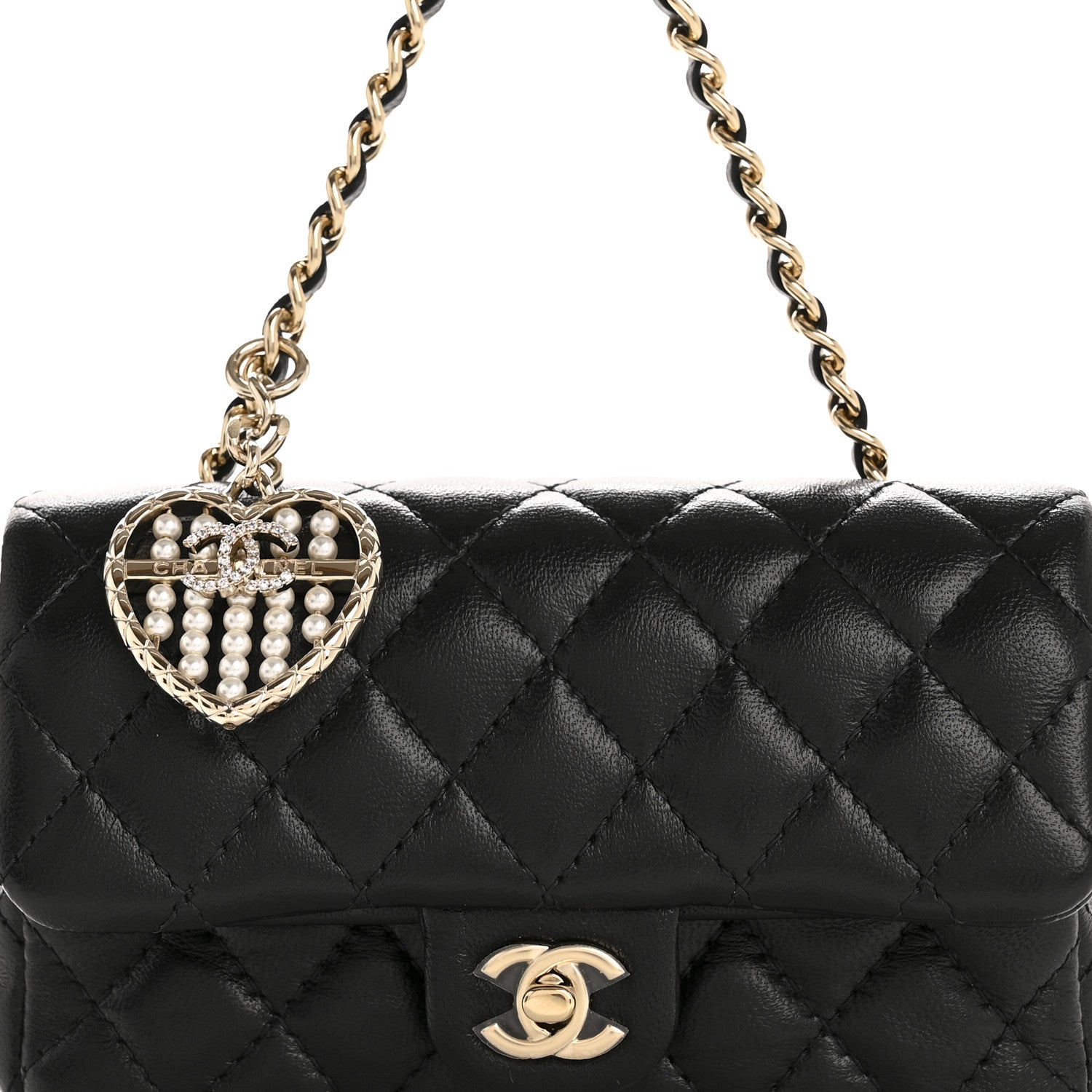 Chanel Lambskin Quilted Mini Flap Bag Charm With Hook Black 8 of 12