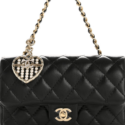 Chanel Lambskin Quilted Mini Flap Bag Charm With Hook Black 8 of 12