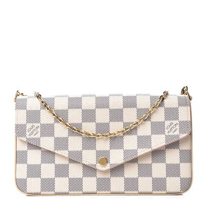Louis Vuitton Damier Azur Pochette Felicie Chain Wallet Rose Ballerine 1 of 12