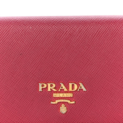 Prada Saffiano Metal Bi-Fold Card Holder Wallet Peonia 7 of 19