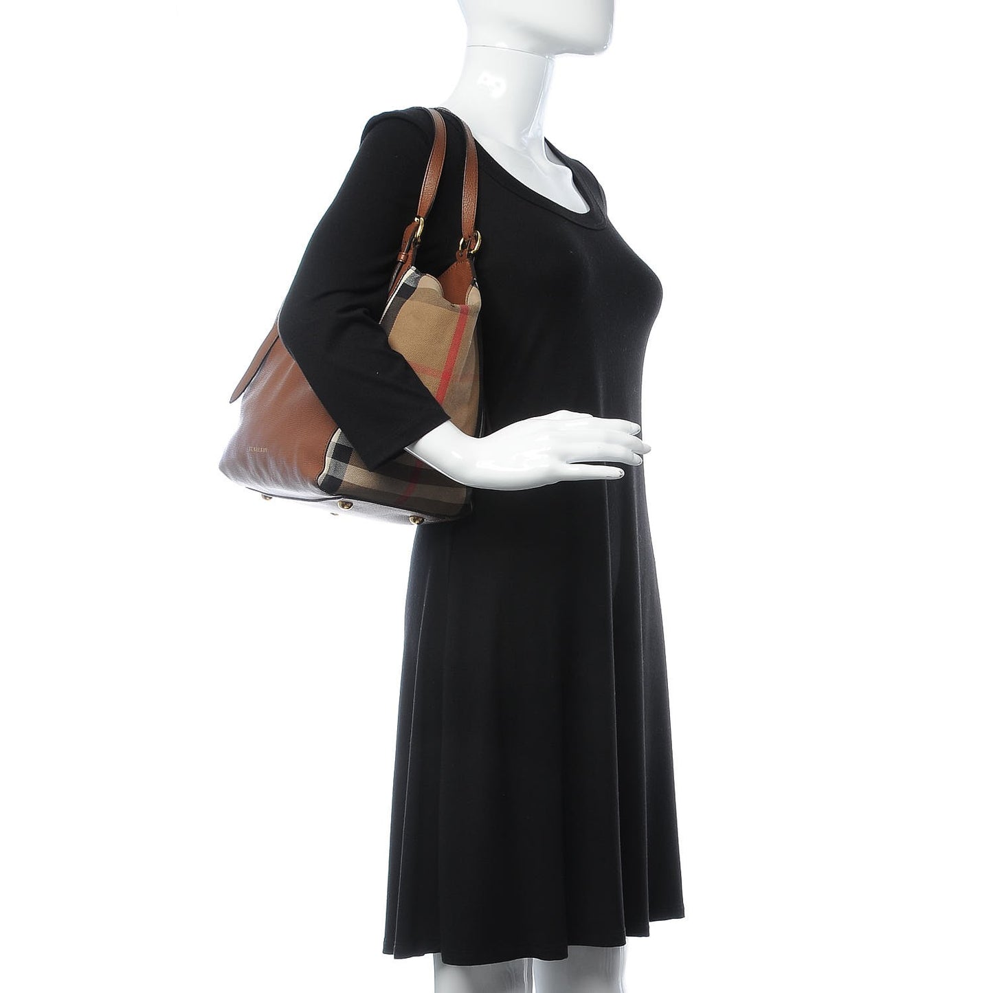 Grainy Calfskin House Check Small Canterbury Tote Tan