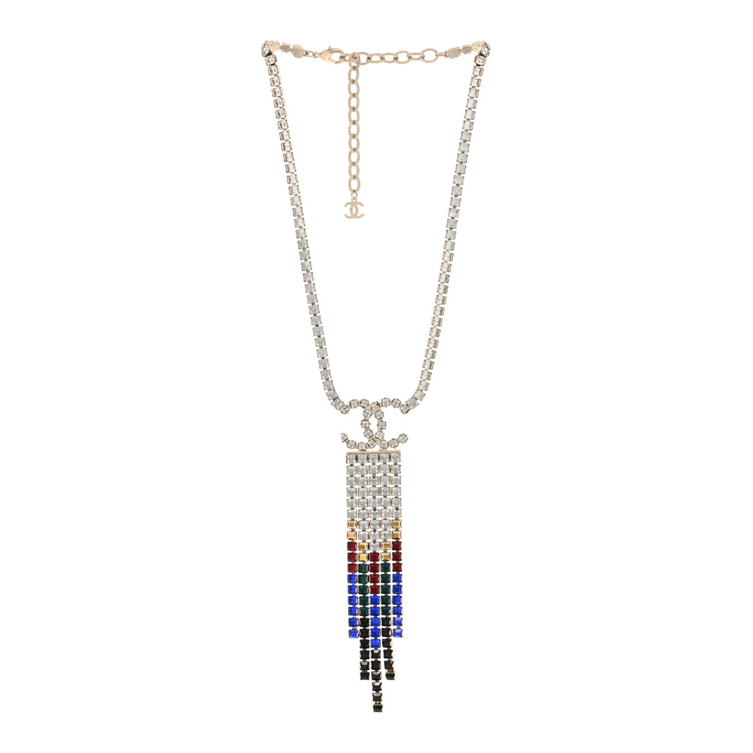 Chanel Crystal Skyline CC Necklace Blue Black Red 3 of 5