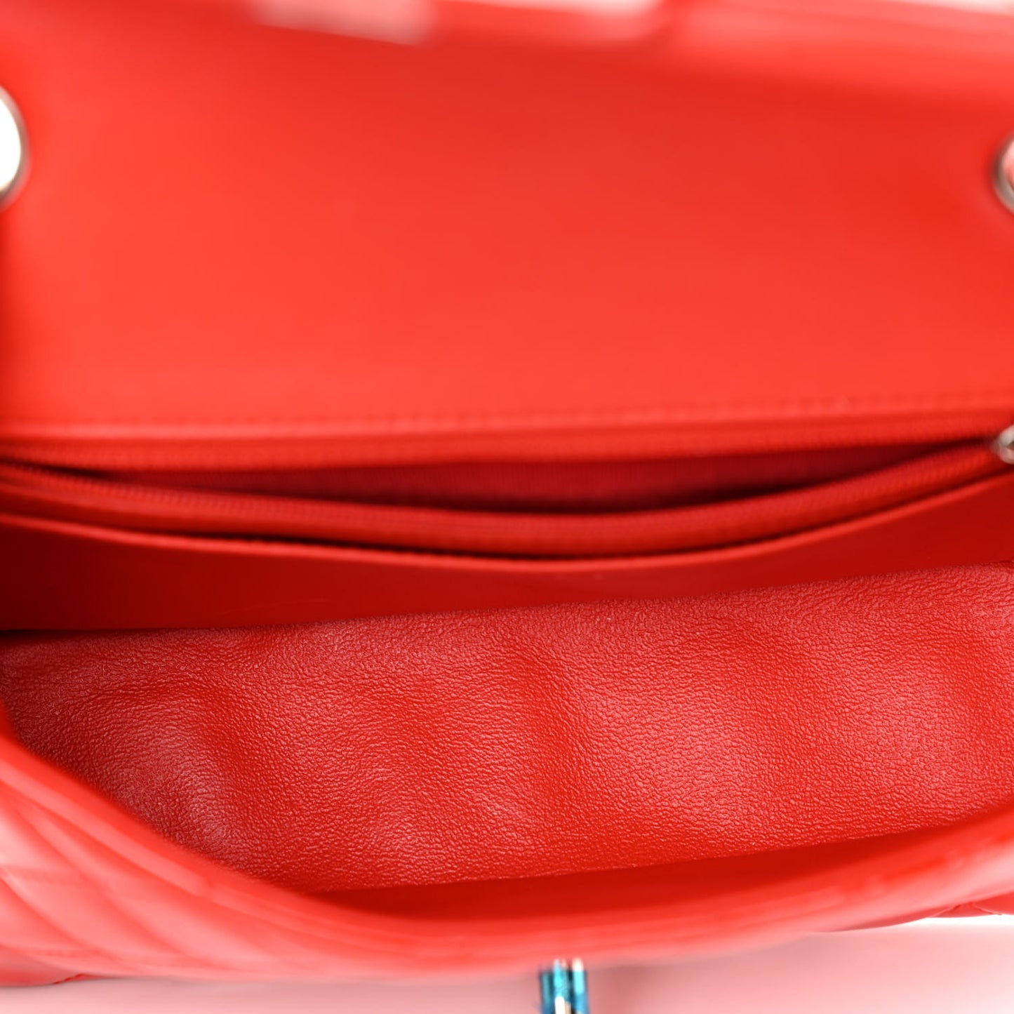 Patent Calfskin Quilted Mini Rectangular Flap Red