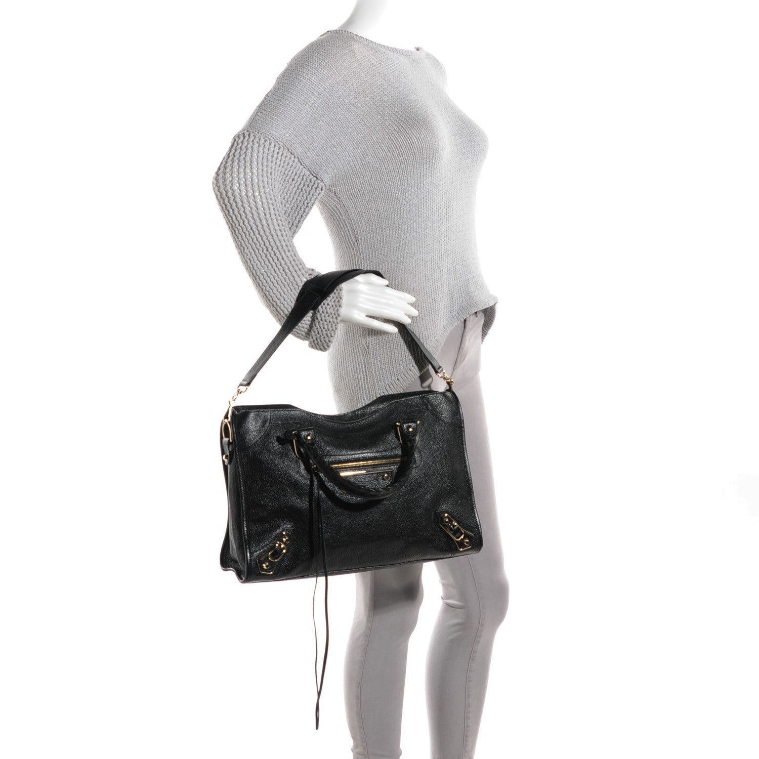 Balenciaga Chevre Gold Metallic Edge Hardware City Black 2 of 15