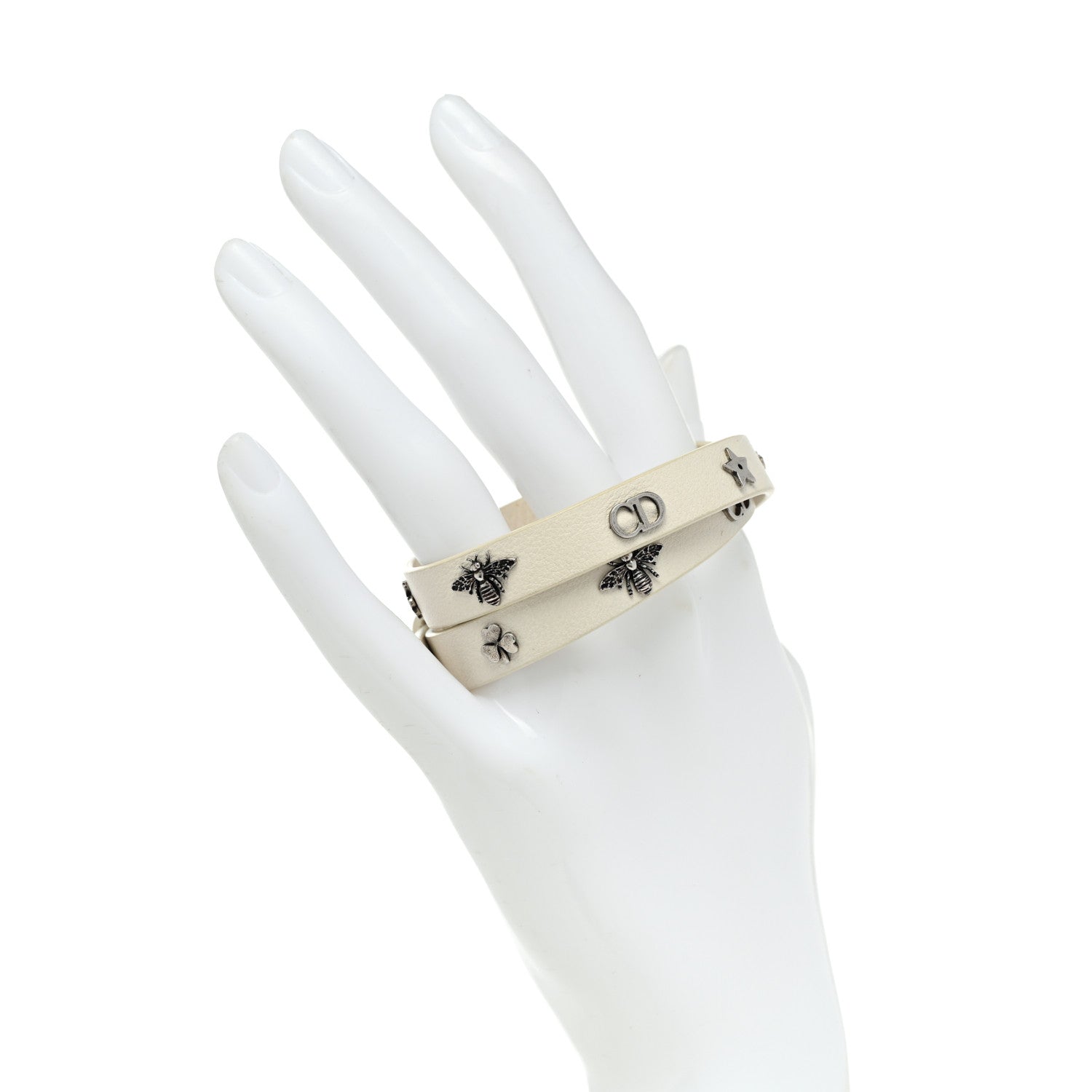 Christian Dior Calfskin Bee Double Bracelet White 2 of 4