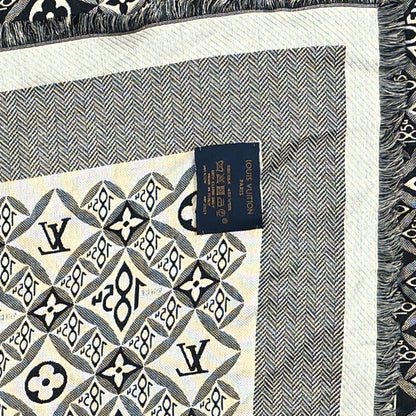 Louis Vuitton Silk Wool Jacquard Since 1854 Monogram Shawl Gray 4 of 4