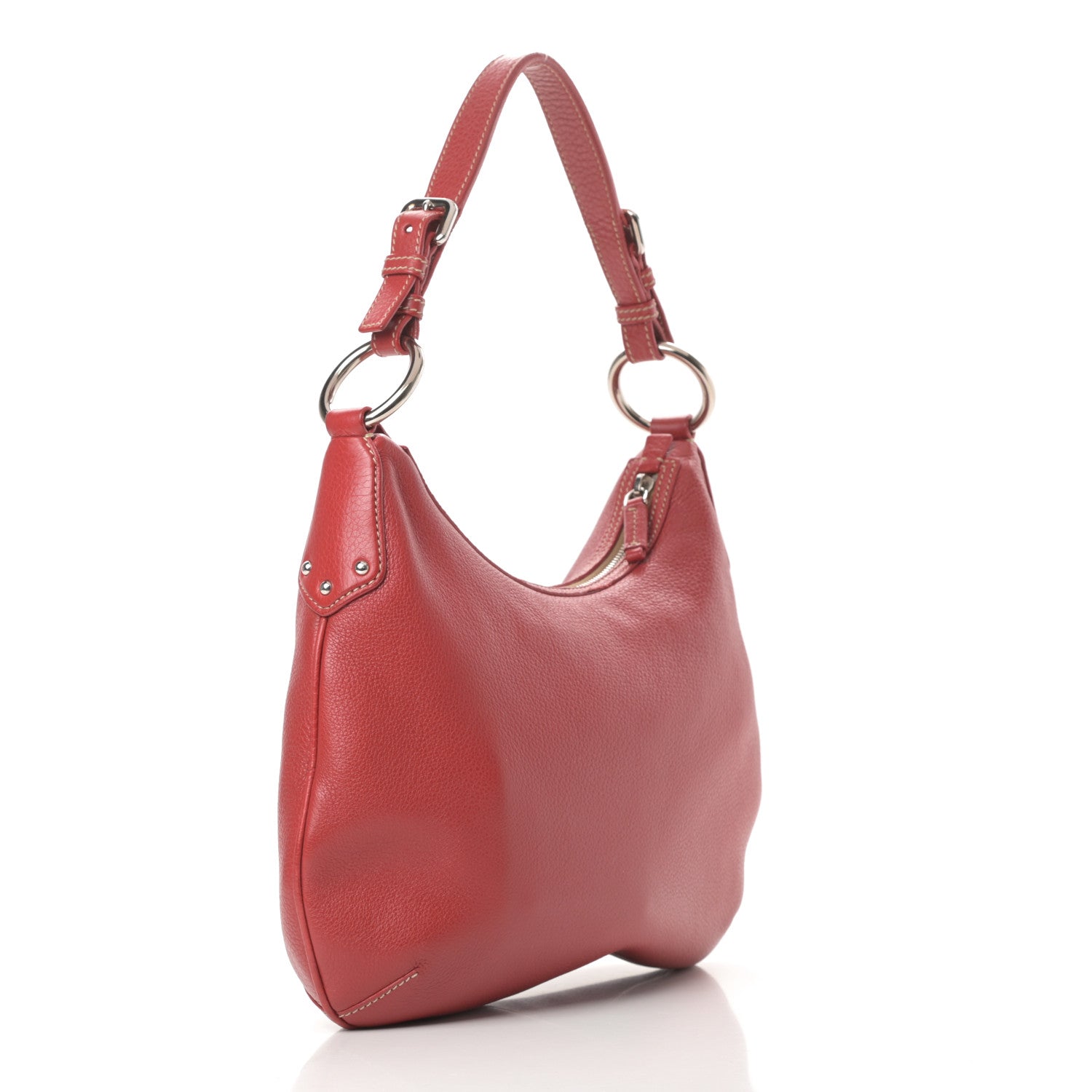 Prada Vitello Daino Hobo Rosso 3 of 12
