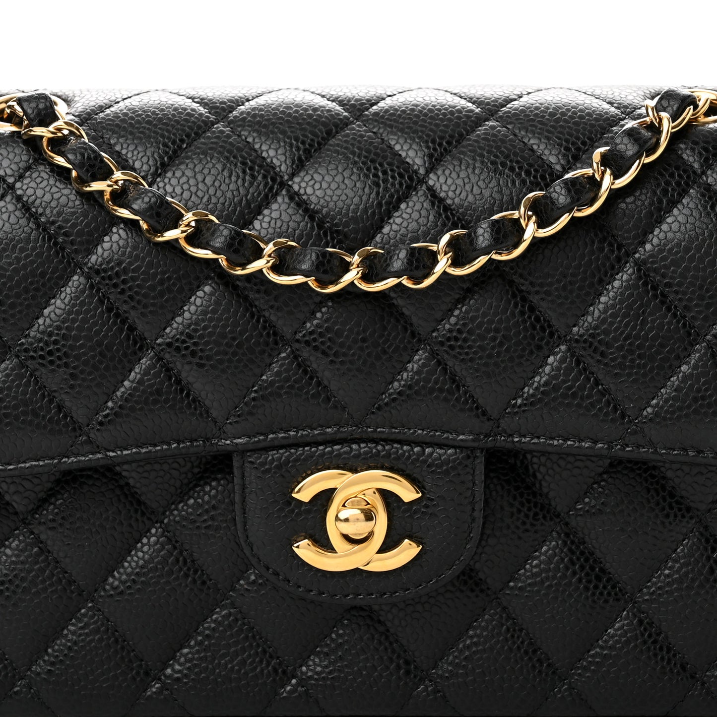Caviar Quilted Small Double Flap Black