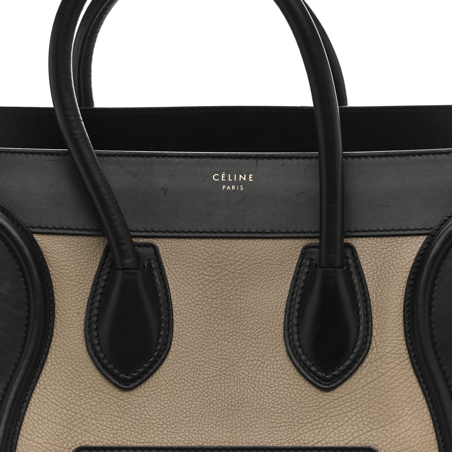 Celine Elephant Calfskin Suede Mini Tri-Color Luggage Sand 8 of 10