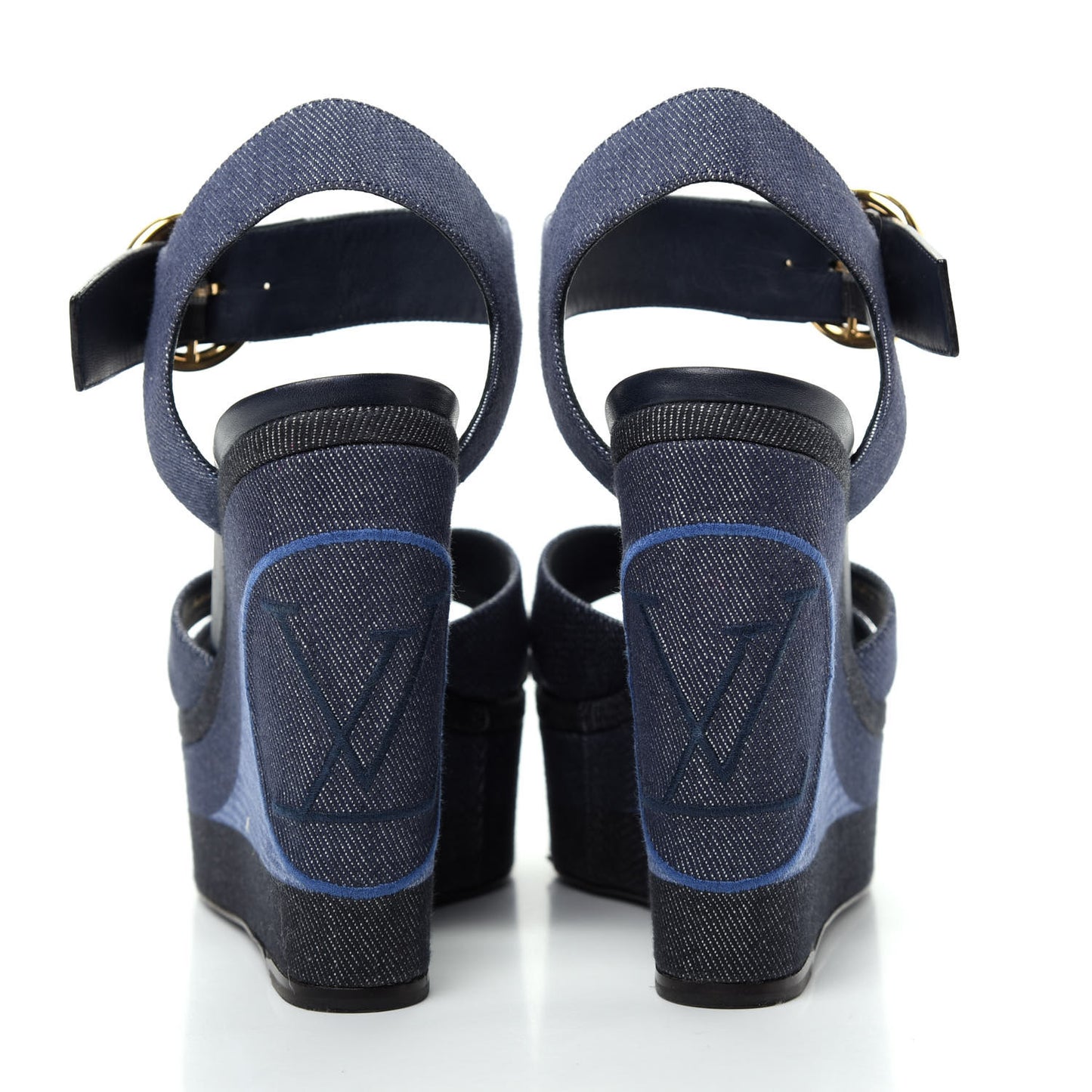 Canvas Blue Shore Wedge Sandal 36 Marine