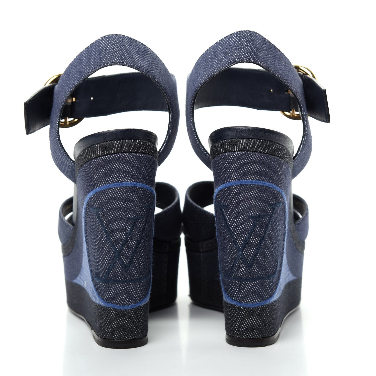 Louis Vuitton Canvas Blue Shore Wedge Sandal 36 Marine 7 of 11