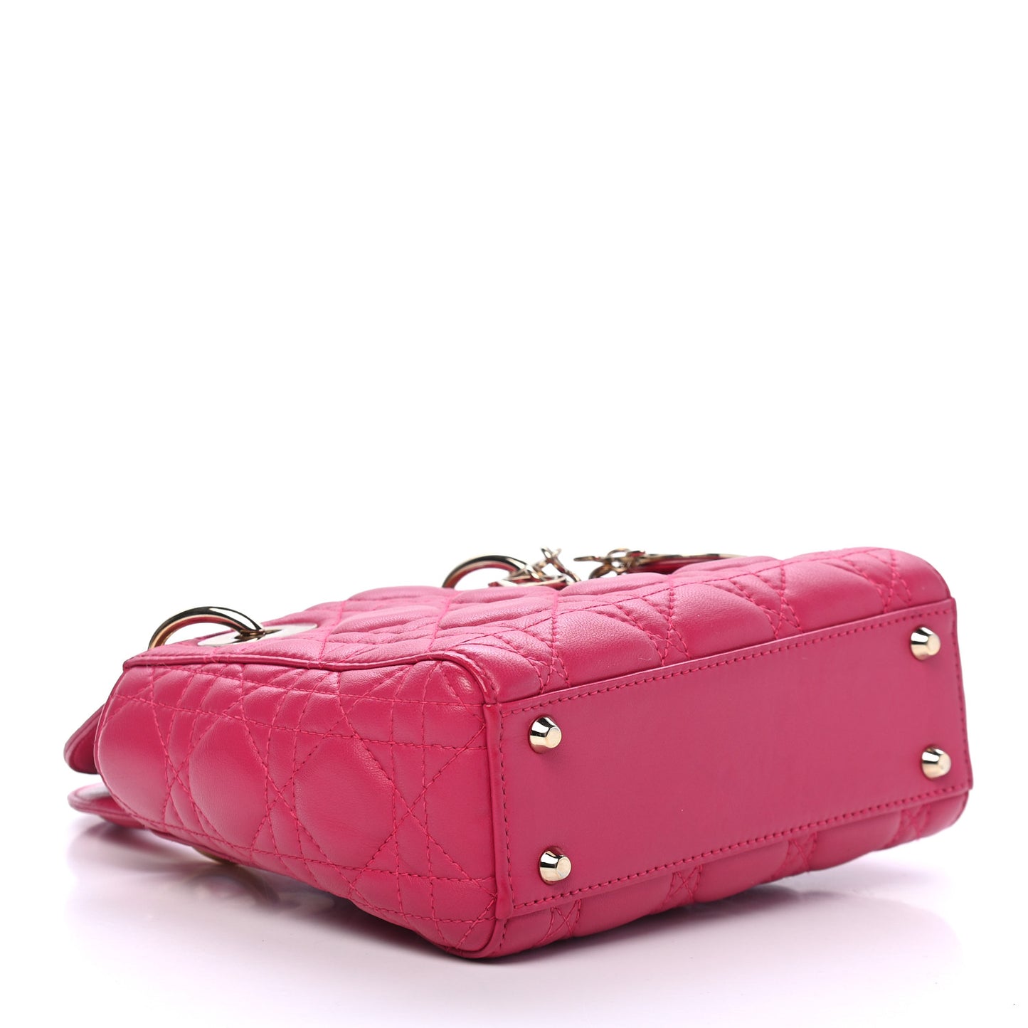 Lambskin Cannage Mini Lady Dior Fuchsia