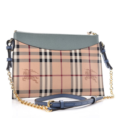 Burberry Haymarket Check Peyton Crossbody Clutch Bag Eucalyptus 3 of 10