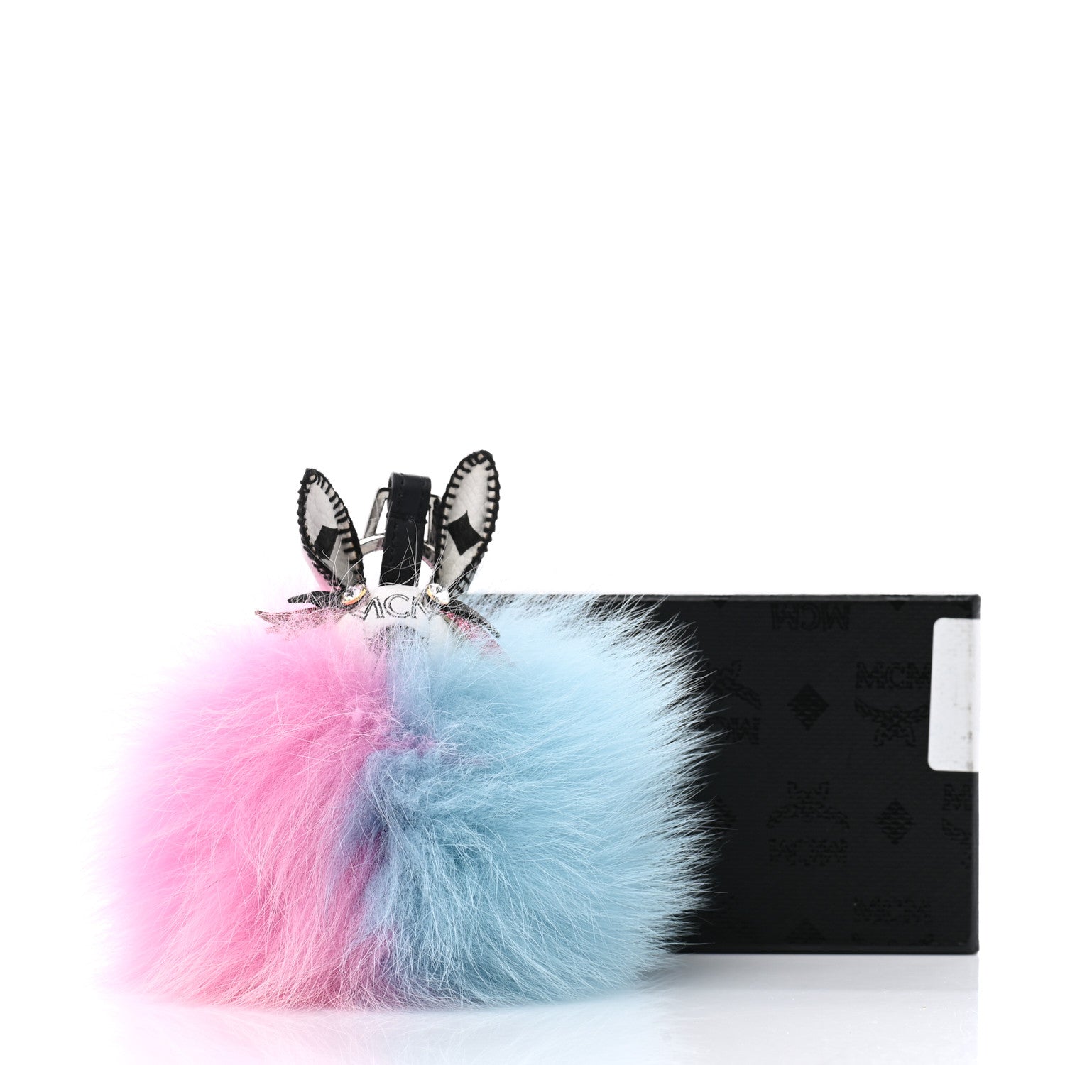 MCM Fox Fur Rabbit Punk Bag Charm Pink Blue 5 of 5