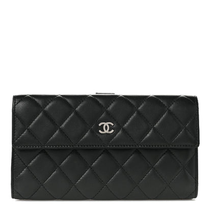 Chanel Lambskin Quilted Long Flap Wallet Black 1 of 11