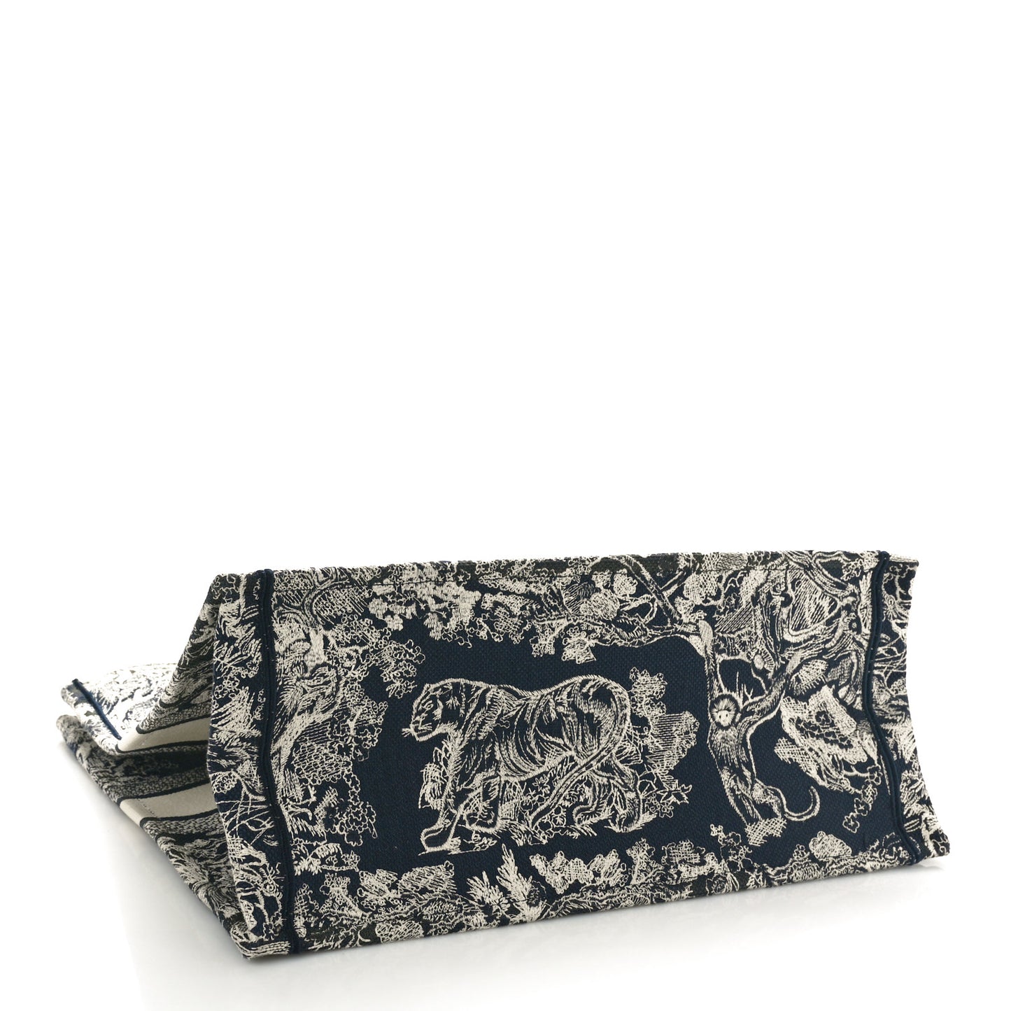 Canvas Embroidered Large Dioriviera Toile De Jouy Reverse Book Tote Blue