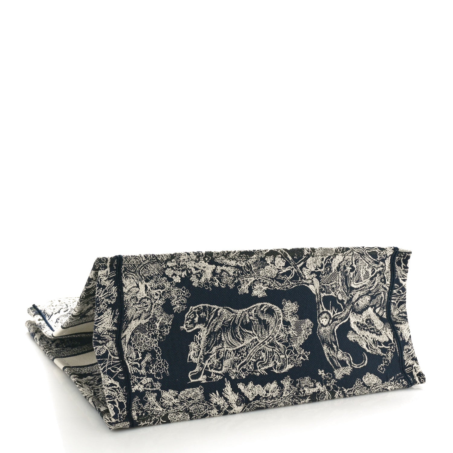 Christian Dior Canvas Embroidered Large Dioriviera Toile De Jouy Reverse Book Tote Blue 4 of 11