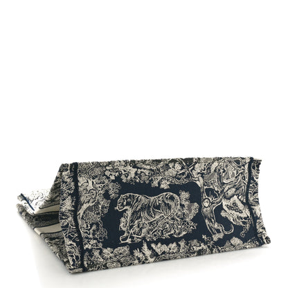 Christian Dior Canvas Embroidered Large Dioriviera Toile De Jouy Reverse Book Tote Blue 4 of 11