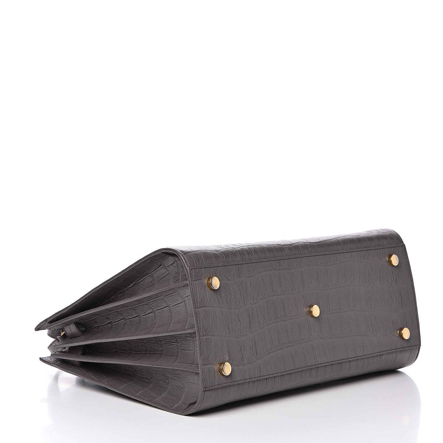 Saint Laurent Calfskin Crocodile Embossed Small Sac De Jour Fog 4 of 13