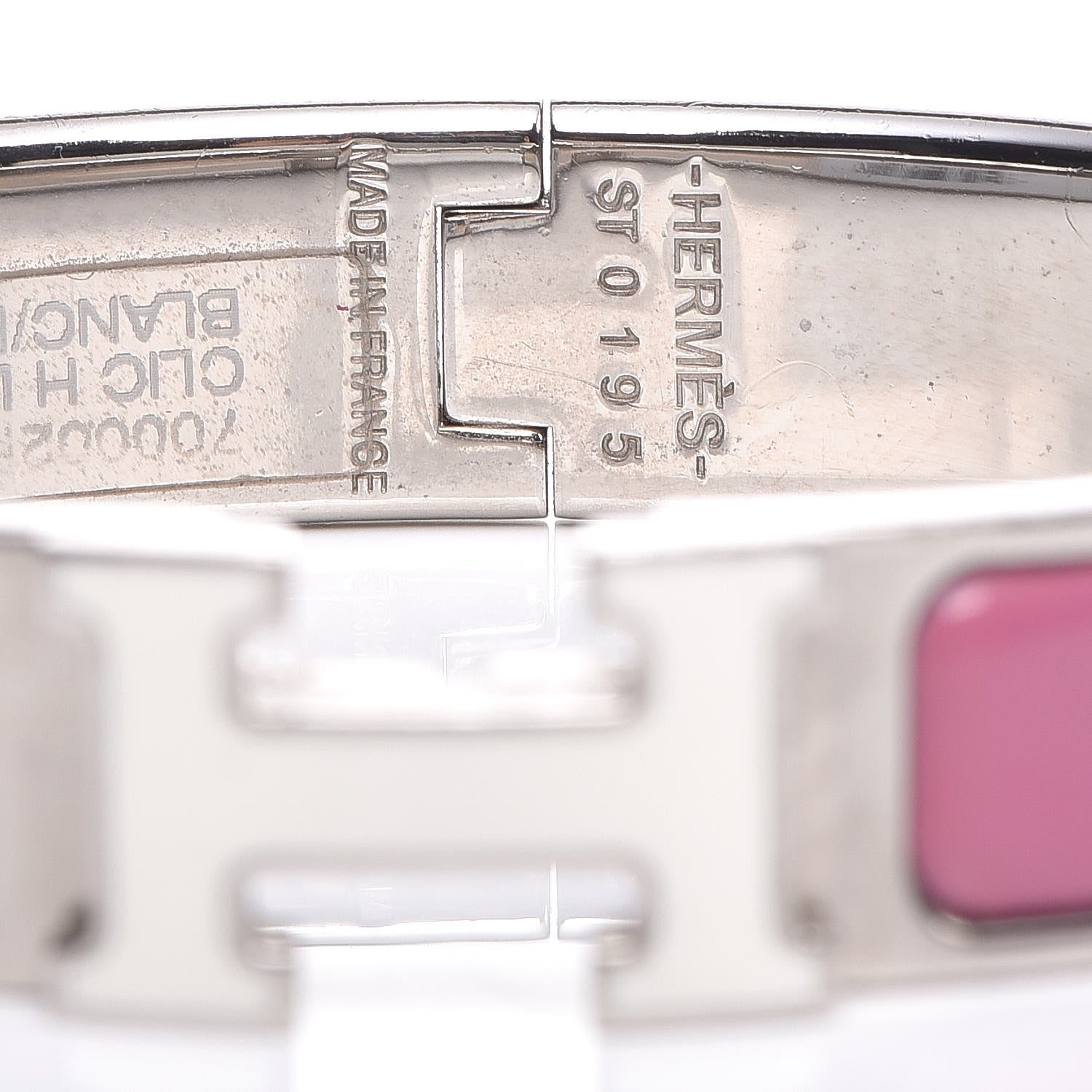Hermes Enamel Narrow Clic Clac H Bracelet PM Rose Velours White 4 of 4
