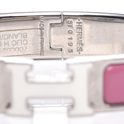 Hermes Enamel Narrow Clic Clac H Bracelet PM Rose Velours White 4 of 4