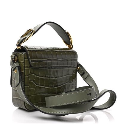 Chloe Calfskin Crocodile Embossed Mini C Double Carry Misty Forest 2 of 6