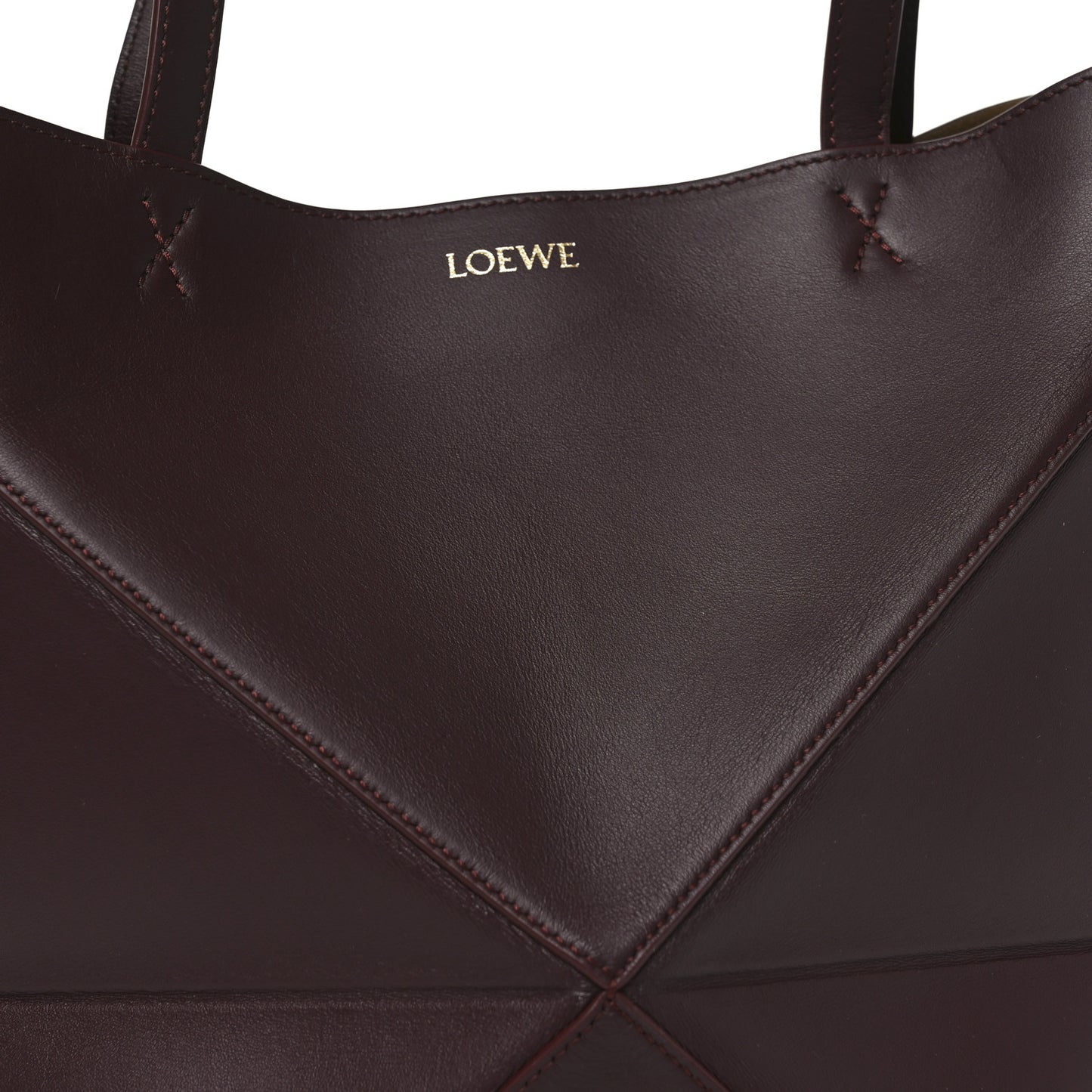 Shiny Calfskin Medium Puzzle Fold Tote Dark Burgundy