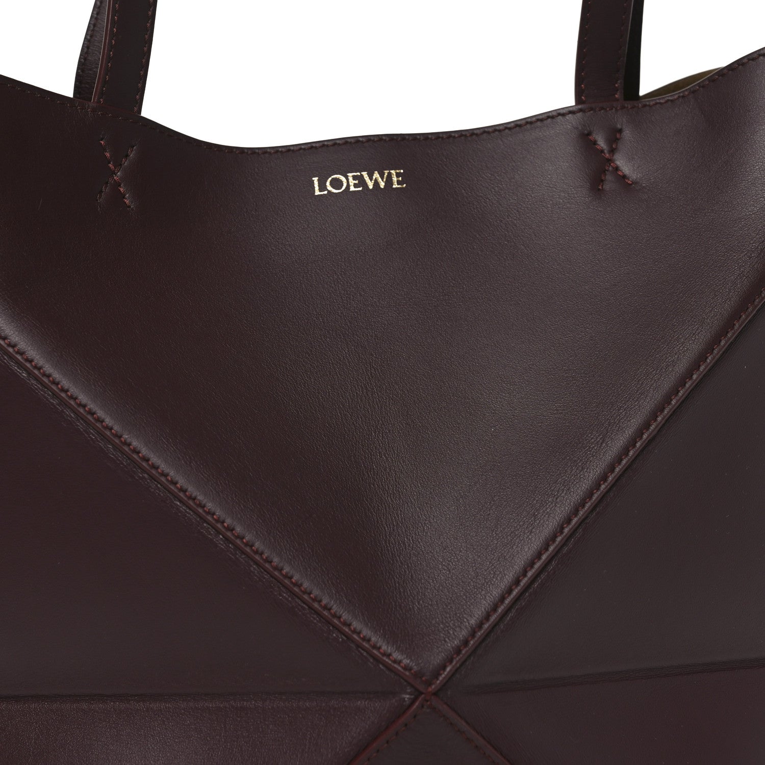 Loewe Shiny Calfskin Medium Puzzle Fold Tote Dark Burgundy 7 of 9