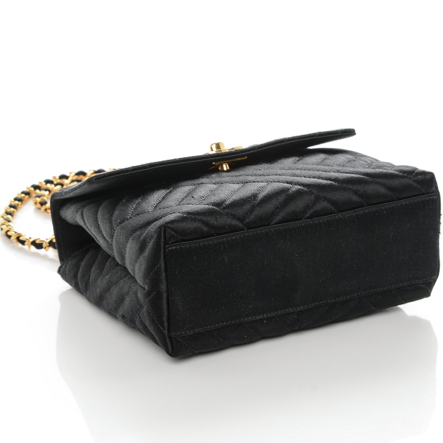 Chanel Satin Diagonal Quilted Mini Square Flap Black 4 of 8