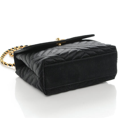Chanel Satin Diagonal Quilted Mini Square Flap Black 4 of 8